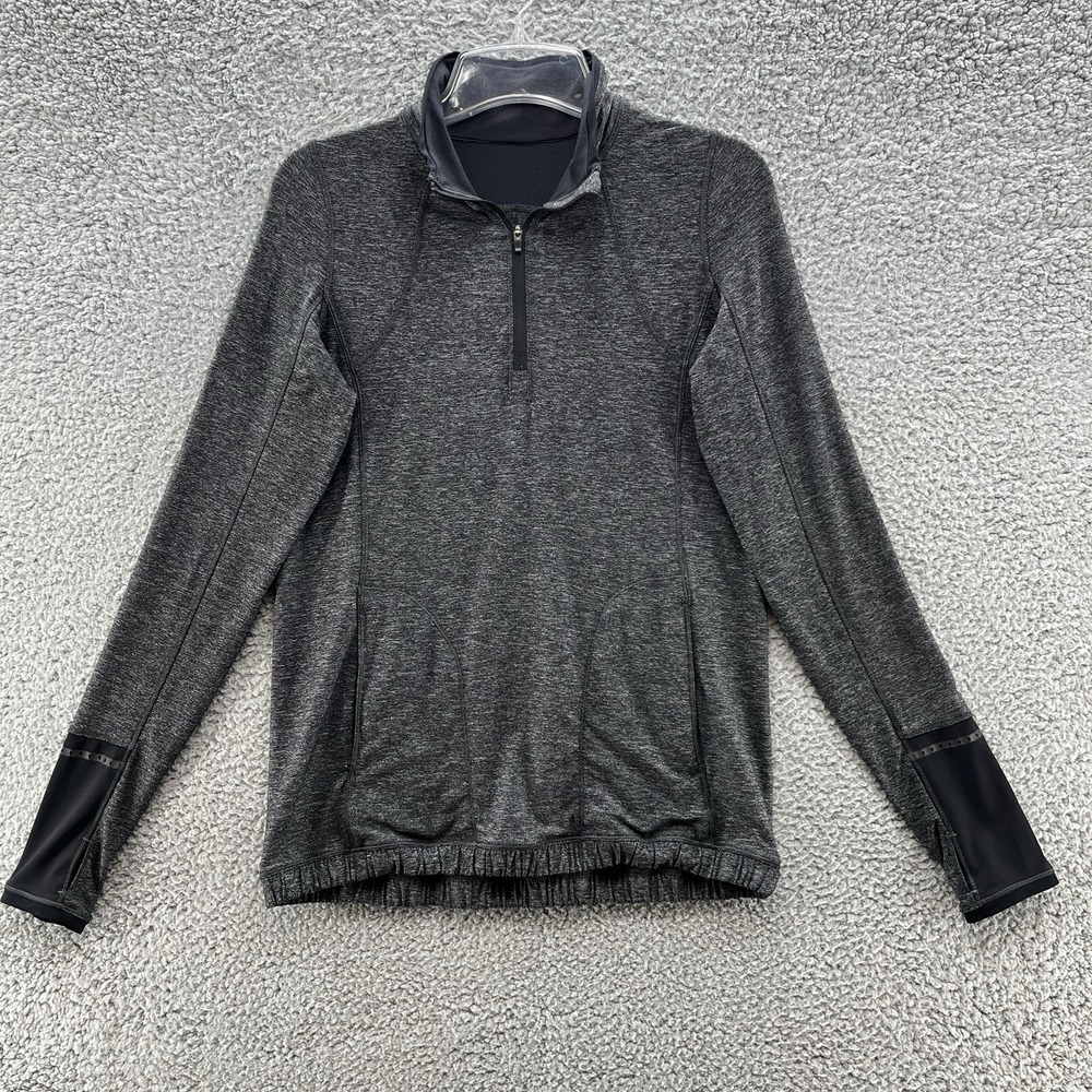Lululemon Shirt Womens 8 Dark Gray Pace Pusher Running Half Zip Pockets